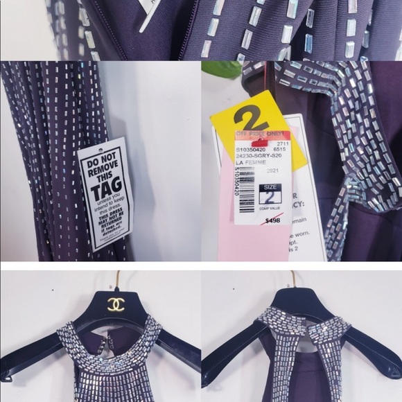 New LA FEMME Mirror Ovary Cutout Formal Gown 2 - Picture 6 of 8